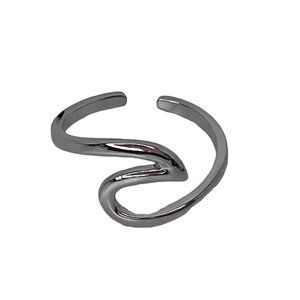 Ocean Wave Ring Silver Tone One Size Adjustable Sea Life Beach Marine Jewelry